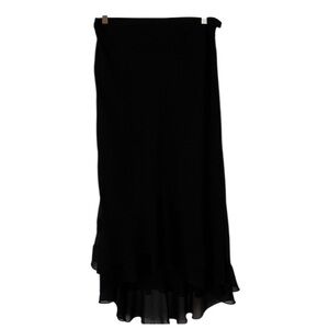 J.B.S size large black formal maxi skirt side zip layered bottom, perfect